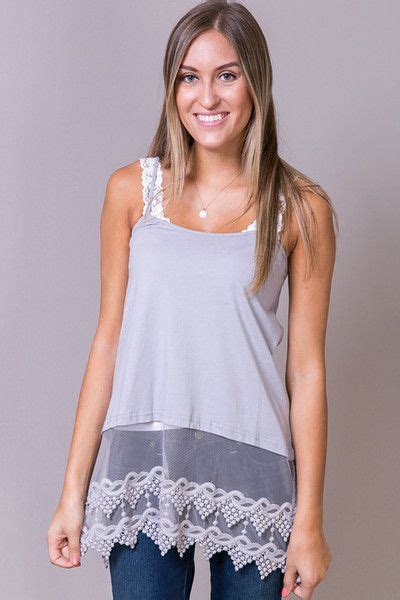 Lace Top Extender Cool Grey Layering Tank Winter Lennon Top