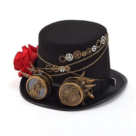 Black Floral Hat Steampunk Top Hat Steampunk Accessories Steampunk Hat