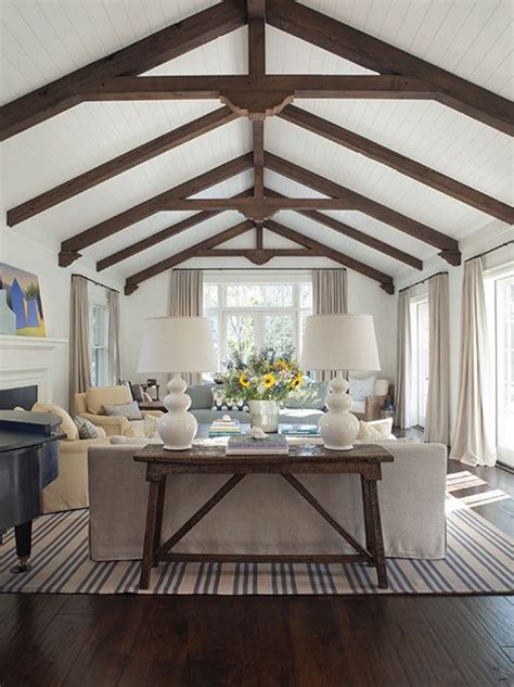 If you were installing faux wood beams on straight walls, your job will be much easier. 17 Charming Living Room Designs With Vaulted Ceiling