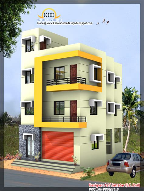 3 Story House Design 1890 Sq Ft Kerala Home Design And Floor Plans