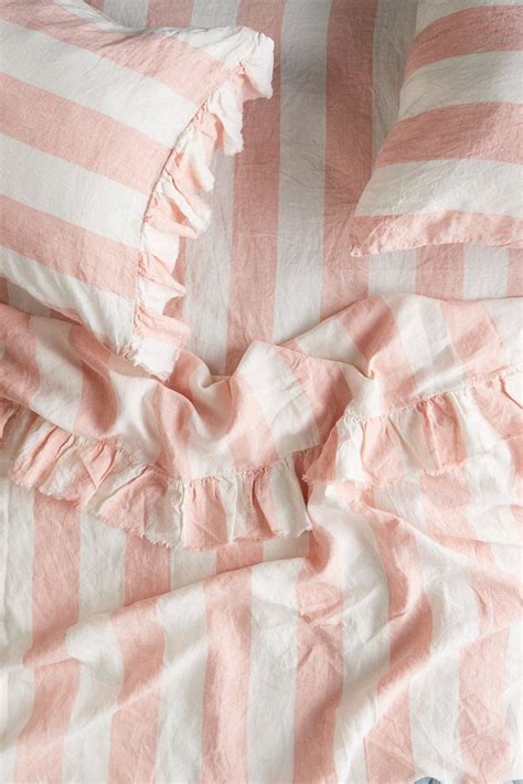 Blush Stripe Sheets In 2019 Shabby Chic Bedrooms Fitted Bed Sheets
