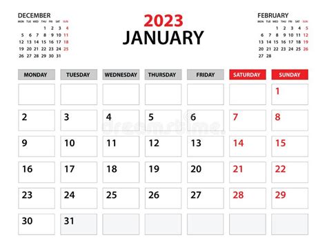 Calendar 2023 Template January 2023 Year Planner Template Monthly