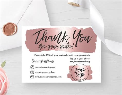 Instant Download Rose Gold Editable And Printable Thank You Etsy In