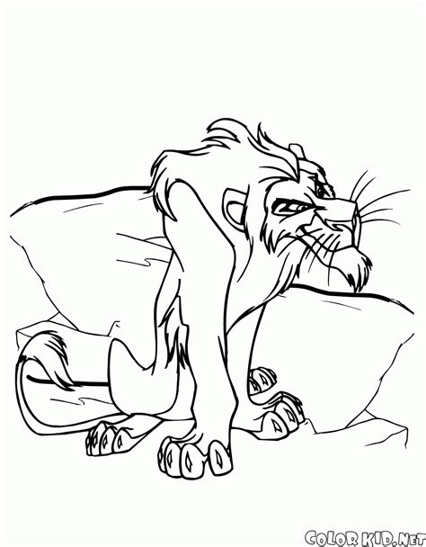 Young nala walking with simba. Coloring page - Simba on the rock