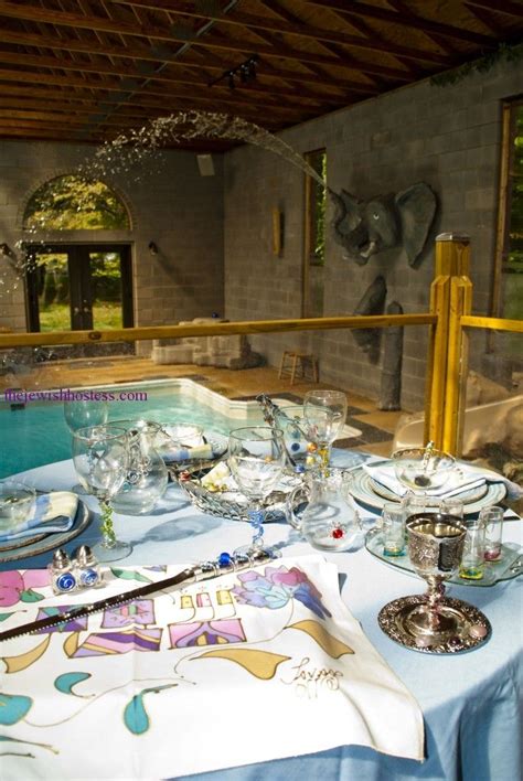 Citing shut igrot moshe orach chaim 4:74:11, if one wants to set the table ahead of time, he may lightly drop the mixed flatware on the table thus. Poolside shabbat table setting, | Table settings, Shabbat ...