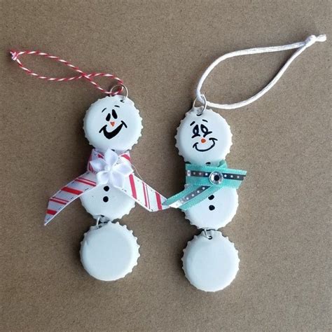 Bottle Cap Snowman Ornament Winter Crafts Woli Creations Beer