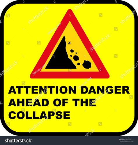 Attention Danger Ahead Collapsewarning Signvector Illustration Stock