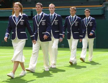 Today wimbledon's ball boys and girls, who are selected from local south london schools, undergo a gruelling selection process with written tests on the rules today's ball boys and girls are dressed by american designer, ralph lauren, with the uniform including fashionable polo shirts and smart caps. Out! Wimbledon to ban tennis teases