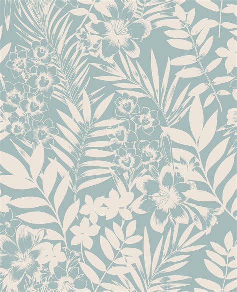 Boutique Alice Duck Egg Blue Leaf Metallic Effect Wallpaper