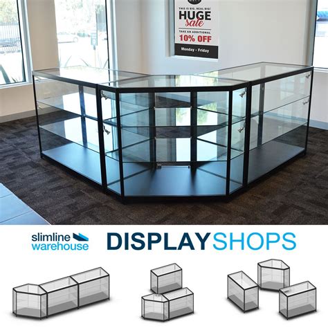 L Shaped Display Counter Modular Glass Retail Counters Locking Lockable Cabinets Retail
