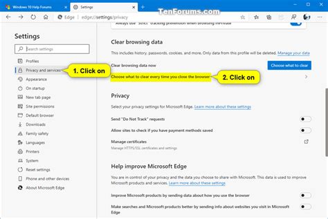 Turn On Or Off Clear Browsing Data On Close In Microsoft Edge Chromium