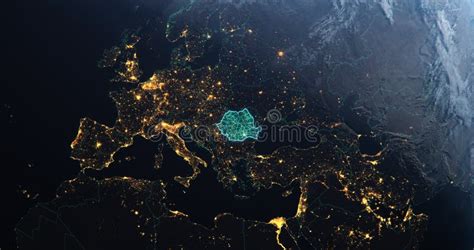 Earth Globe Romania Map Teal Highlight Planet Earth In Space