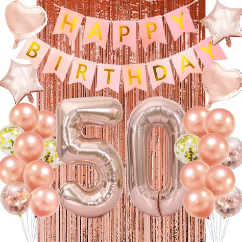 Buy 50th Birthday Decorations For Women Rose Gold Happy 50th Birthday