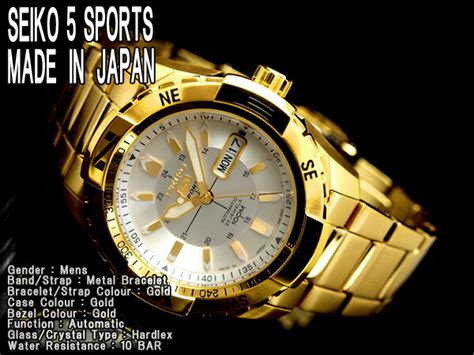 Approximately 41 hours 24 jewels one way rotating elapsed timing bezel lumibrite hands and markers screwdown crown and caseback caliber 4r36 automatic seiko prospex turtle gold edition automatic srpd46k1. Seiko 5 Sports Automatic Gold - Watch Collection