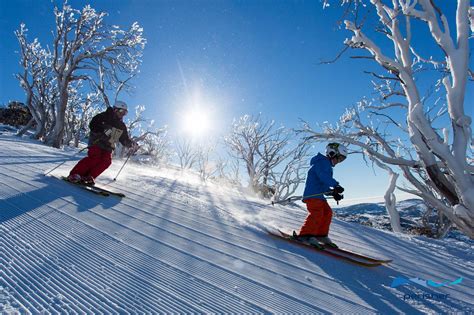 Snow Australia Skiing At Perisher Resort On A Winter Morning New