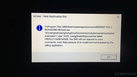 Resident Evil 2 Fatal Application Exit Fix Pc Steam Youtube
