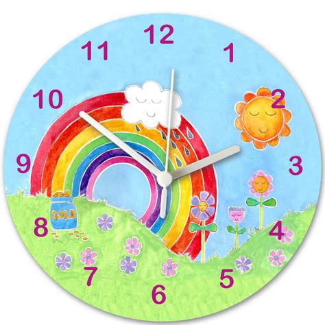 Rainbow Clock Personalised Kids Clocks Tiger Lily Prints Clock