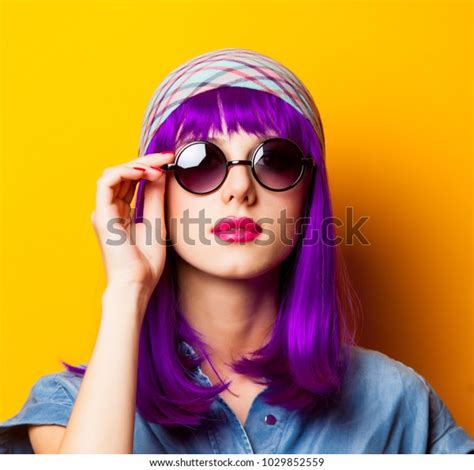 Young Girl Purple Hair Sunglasses On Stock Photo 1029852559 Shutterstock