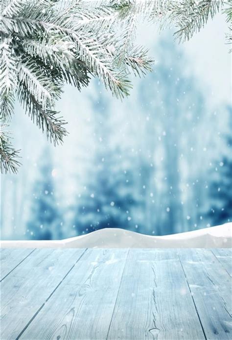Winter Snow Wood Floor Photo Backdrop For Photo Christmas Photography