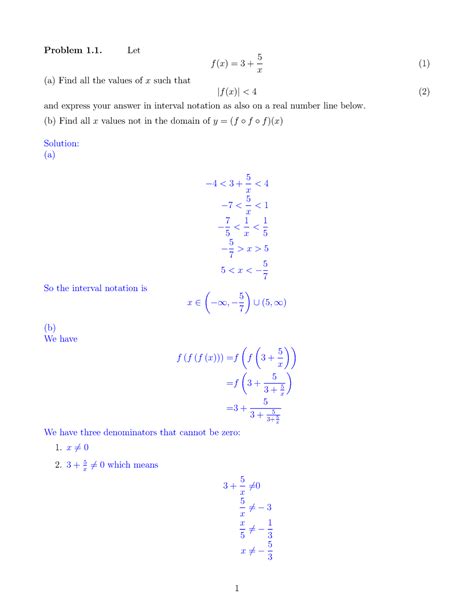 written assignment 1 q1 math 144 solutions problem 1 let f x 3 5 x 1 a find all