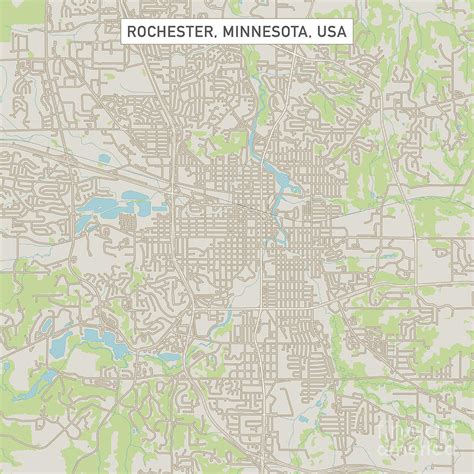 Rochester Minnesota Us City Street Map Digital Art By Frank Ramspott