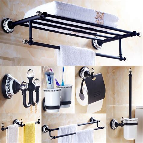 Absolute quality range of bathroom accessories from nz's premier supplier of bathroomware. European Antique Black Bathroom Hardware Set Crystal ...