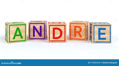 Isolated Wooden Toy Cubes With Letters With Name Andre Stock