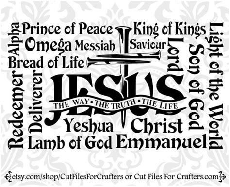 Names Of Jesus Svg Yeshua Svg Cross Nails Svg Christian Etsy