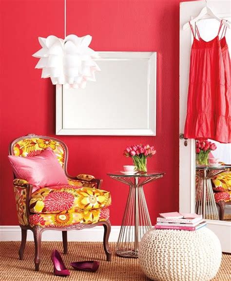 Pretty Coral Chair And Walls Cheap Home Decor Decor Colorful Interiors