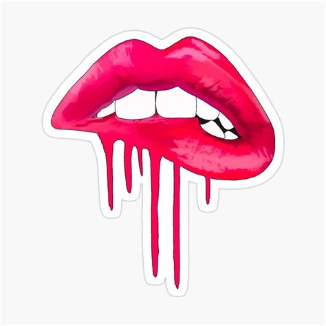 Pink Drip Lips Sticker By Haileybach In 2021 Lips Painting Dripping