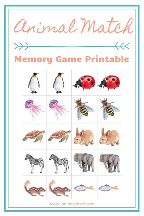 Printable Animal Matching Game