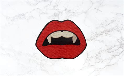 Vampire Red Lips Premium Iron On Patch Classic Vintage Etsy In 2022
