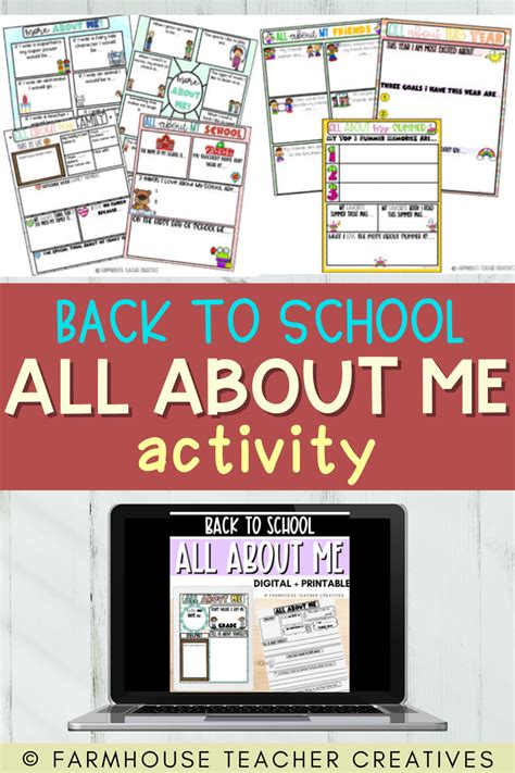All About Me Digital Back To School Activity About Me Activities