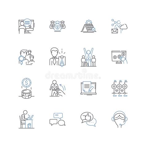 Employee Progression Line Icons Collection Advancement Growth