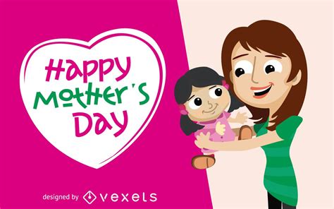 Mothers Day Greeting Card With Daughter Vector Download
