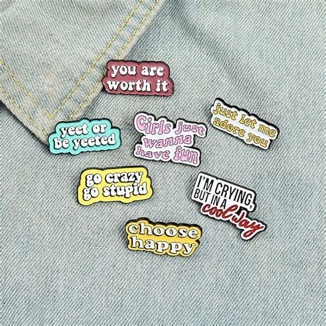Fun Quotes Enamel Pins Lapels Brooches Badges Choose Happy You Etsy