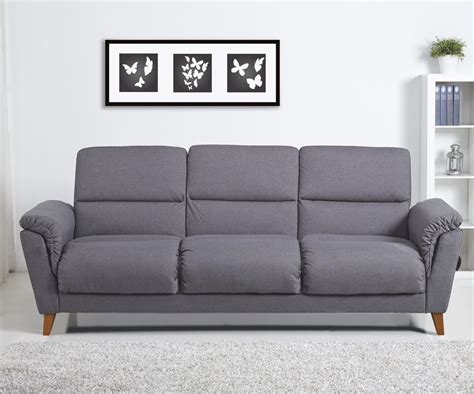 Sofa in black colour leg, yale colour challis fabric body. Leader Lifestyle Elan 3 Seater Sofa Bed & Reviews ...