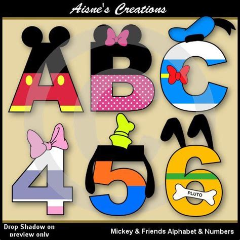 Mickey And Friends Alfabeto Letras Y Números Clip Art Pack Etsy España