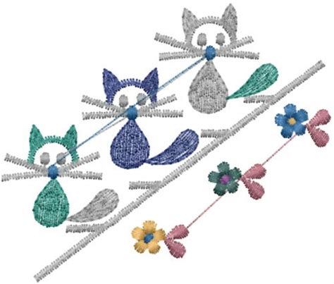 Free Cat Flowers Embroidery Design Flowers