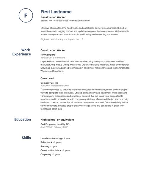 Simple Job Resume Template Addictionary