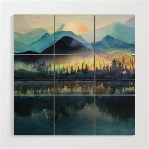 Mountain Lake Under Sunrise Wood Wall Art By Nadja Society6