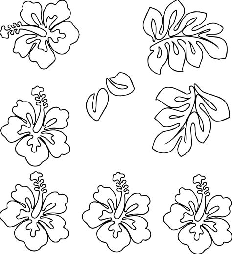 Hawaiian Flowers Printable Coloring Pages
