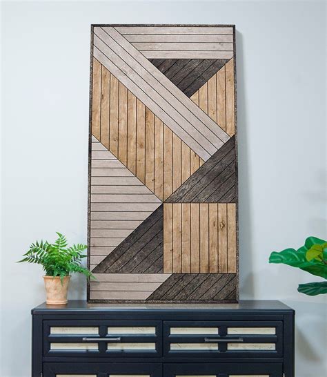 Modern Geometric Wood Wall Art Vertical Wood Wall Art