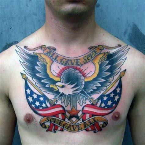 Traditional American Flag Chest Tattoo Best Tattoo Ideas