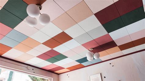 Drop ceiling ideas, painting drop ceiling tiles, basement ceiling ideas, ideas for ceiling tiles. How to Mask Ugly Drop-Ceiling Tiles Using Just Paint ...
