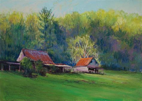 Farm View By Marsha Savage Pastel 7 X 5 Art Fine Art Painting