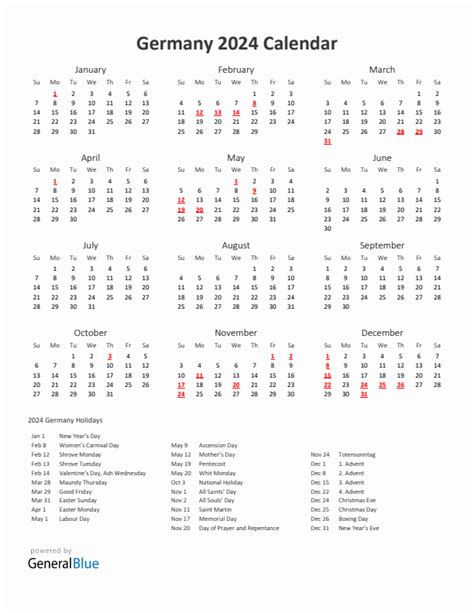 2024 Germany Calendar With Holidays