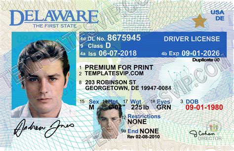 Delaware De Drivers License Psd Template Download Templates
