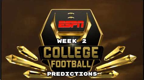 Week 2 of the 2020 college football season will mark the next phase of easing our way back into the proverbial swimming pool. WEEK 2 COLLEGE FOOTBALL PREDICTIONS - YouTube