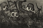 Otto Dix (1891–1969), Sturmtruppe geht unter Gas vor, 1924, (aus der ...